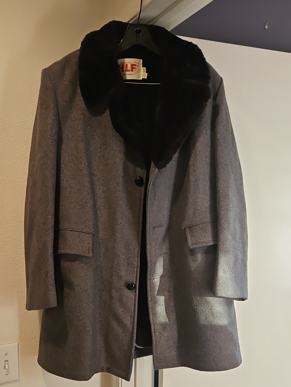 vintage 1960s to 1970s HLF Sportswear grey wool car coat